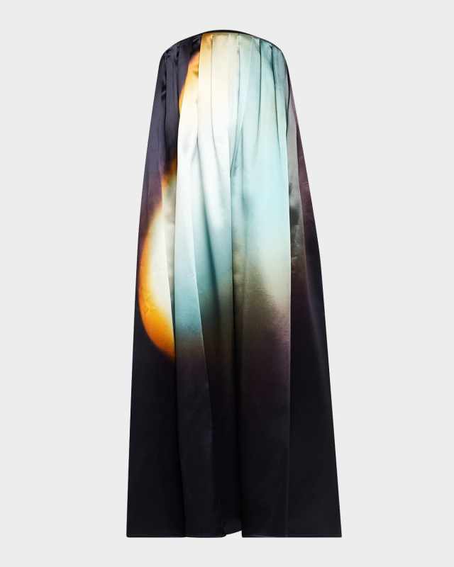 Cruise Long Strapless Pleated Dress